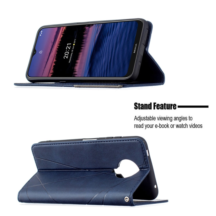 For Nokia G20 / G10 Rhombus Texture Horizontal Flip Magnetic Leather Case with Holder & Card Slots & Wallet(Blue)