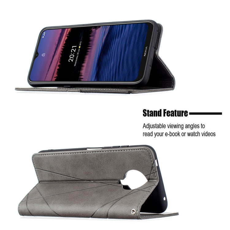 For Nokia G20 / G10 Rhombus Texture Horizontal Flip Magnetic Leather Case with Holder & Card Slots & Wallet(Grey)