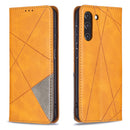 For Samsung Galaxy S21 FE Rhombus Texture Horizontal Flip Magnetic Leather Case with Holder & Card Slots & Wallet(Yellow)