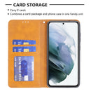 For Samsung Galaxy S21 FE Rhombus Texture Horizontal Flip Magnetic Leather Case with Holder & Card Slots & Wallet(Yellow)