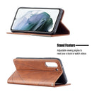 For Samsung Galaxy S21 FE Rhombus Texture Horizontal Flip Magnetic Leather Case with Holder & Card Slots & Wallet(Brown)