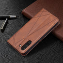 For Samsung Galaxy S21 FE Rhombus Texture Horizontal Flip Magnetic Leather Case with Holder & Card Slots & Wallet(Brown)