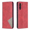 For Samsung Galaxy S21 FE Rhombus Texture Horizontal Flip Magnetic Leather Case with Holder & Card Slots & Wallet(Red)