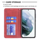 For Samsung Galaxy S21 FE Rhombus Texture Horizontal Flip Magnetic Leather Case with Holder & Card Slots & Wallet(Red)