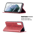 For Samsung Galaxy S21 FE Rhombus Texture Horizontal Flip Magnetic Leather Case with Holder & Card Slots & Wallet(Red)