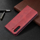 For Samsung Galaxy S21 FE Rhombus Texture Horizontal Flip Magnetic Leather Case with Holder & Card Slots & Wallet(Red)