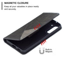 For Samsung Galaxy S21 FE Rhombus Texture Horizontal Flip Magnetic Leather Case with Holder & Card Slots & Wallet(Black)