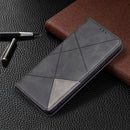 For Samsung Galaxy S21 FE Rhombus Texture Horizontal Flip Magnetic Leather Case with Holder & Card Slots & Wallet(Black)
