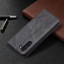 For Samsung Galaxy S21 FE Rhombus Texture Horizontal Flip Magnetic Leather Case with Holder & Card Slots & Wallet(Black)