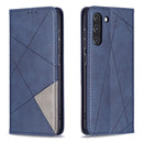 For Samsung Galaxy S21 FE Rhombus Texture Horizontal Flip Magnetic Leather Case with Holder & Card Slots & Wallet(Blue)