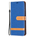 For Samsung Galaxy S21 FE Color Matching Denim Texture Horizontal Flip Leather Case with Holder & Card Slots & Wallet & Lanyard(Royal Blue)