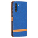 For Samsung Galaxy S21 FE Color Matching Denim Texture Horizontal Flip Leather Case with Holder & Card Slots & Wallet & Lanyard(Royal Blue)