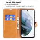 For Samsung Galaxy S21 FE Color Matching Denim Texture Horizontal Flip Leather Case with Holder & Card Slots & Wallet & Lanyard(Purple)