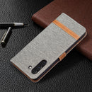For Samsung Galaxy S21 FE Color Matching Denim Texture Horizontal Flip Leather Case with Holder & Card Slots & Wallet & Lanyard(Grey)