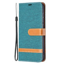 For Samsung Galaxy S21 FE Color Matching Denim Texture Horizontal Flip Leather Case with Holder & Card Slots & Wallet & Lanyard(Green)