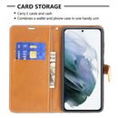 For Samsung Galaxy S21 FE Color Matching Denim Texture Horizontal Flip Leather Case with Holder & Card Slots & Wallet & Lanyard(Green)