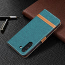 For Samsung Galaxy S21 FE Color Matching Denim Texture Horizontal Flip Leather Case with Holder & Card Slots & Wallet & Lanyard(Green)