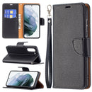 For Samsung Galaxy S21 FE / S21 Lite Litchi Texture Pure Color Horizontal Flip Leather Case with Holder & Card Slots & Wallet & Lanyard(Black)