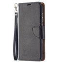 For Samsung Galaxy S21 FE / S21 Lite Litchi Texture Pure Color Horizontal Flip Leather Case with Holder & Card Slots & Wallet & Lanyard(Black)