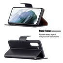For Samsung Galaxy S21 FE / S21 Lite Litchi Texture Pure Color Horizontal Flip Leather Case with Holder & Card Slots & Wallet & Lanyard(Black)