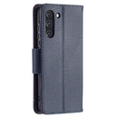 For Samsung Galaxy S21 FE / S21 Lite Litchi Texture Pure Color Horizontal Flip Leather Case with Holder & Card Slots & Wallet & Lanyard(Dark Blue)