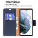 For Samsung Galaxy S21 FE / S21 Lite Litchi Texture Pure Color Horizontal Flip Leather Case with Holder & Card Slots & Wallet & Lanyard(Dark Blue)