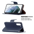 For Samsung Galaxy S21 FE / S21 Lite Litchi Texture Pure Color Horizontal Flip Leather Case with Holder & Card Slots & Wallet & Lanyard(Dark Blue)