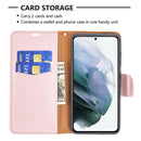 For Samsung Galaxy S21 FE / S21 Lite Litchi Texture Pure Color Horizontal Flip Leather Case with Holder & Card Slots & Wallet & Lanyard(Rose Gold)