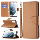 For Samsung Galaxy S21 FE / S21 Lite Litchi Texture Pure Color Horizontal Flip Leather Case with Holder & Card Slots & Wallet & Lanyard(Brown)
