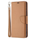 For Samsung Galaxy S21 FE / S21 Lite Litchi Texture Pure Color Horizontal Flip Leather Case with Holder & Card Slots & Wallet & Lanyard(Brown)
