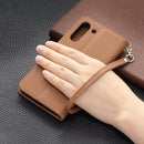 For Samsung Galaxy S21 FE / S21 Lite Litchi Texture Pure Color Horizontal Flip Leather Case with Holder & Card Slots & Wallet & Lanyard(Brown)