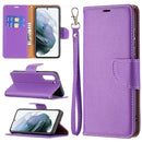 For Samsung Galaxy S21 FE / S21 Lite Litchi Texture Pure Color Horizontal Flip Leather Case with Holder & Card Slots & Wallet & Lanyard(Purple)
