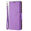 For Samsung Galaxy S21 FE / S21 Lite Litchi Texture Pure Color Horizontal Flip Leather Case with Holder & Card Slots & Wallet & Lanyard(Purple)