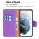 For Samsung Galaxy S21 FE / S21 Lite Litchi Texture Pure Color Horizontal Flip Leather Case with Holder & Card Slots & Wallet & Lanyard(Purple)