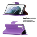 For Samsung Galaxy S21 FE / S21 Lite Litchi Texture Pure Color Horizontal Flip Leather Case with Holder & Card Slots & Wallet & Lanyard(Purple)