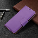 For Samsung Galaxy S21 FE / S21 Lite Litchi Texture Pure Color Horizontal Flip Leather Case with Holder & Card Slots & Wallet & Lanyard(Purple)