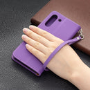 For Samsung Galaxy S21 FE / S21 Lite Litchi Texture Pure Color Horizontal Flip Leather Case with Holder & Card Slots & Wallet & Lanyard(Purple)