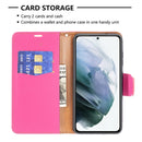 For Samsung Galaxy S21 FE / S21 Lite Litchi Texture Pure Color Horizontal Flip Leather Case with Holder & Card Slots & Wallet & Lanyard(Rose Red)