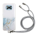 For Xiaomi Poco X3 / X3 Pro / X3 NFC Hollow Marble Pattern TPU Shockproof Protective Case with Neck Strap Rope(Gray)
