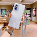 For Xiaomi Poco X3 / X3 Pro / X3 NFC Hollow Marble Pattern TPU Shockproof Protective Case with Neck Strap Rope(Gray)