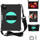 360 Degree Rotation Honeycomb Shockproof Silicone PC Protective Tablet Case with Holder & Shoulder Strap & Hand Strap For iPad Pro 11 (2021) / (2020) / (2018)(Black Mint Green)