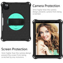 360 Degree Rotation Honeycomb Shockproof Silicone PC Protective Tablet Case with Holder & Shoulder Strap & Hand Strap For iPad Pro 11 (2021) / (2020) / (2018)(Black Mint Green)