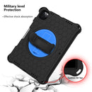 360 Degree Rotation Honeycomb Shockproof Silicone PC Protective Tablet Case with Holder & Shoulder Strap & Hand Strap For iPad Pro 11 (2021) / (2020) / (2018)(Black Blue)