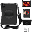 360 Degree Rotation Honeycomb Shockproof Silicone PC Protective Tablet Case with Holder & Shoulder Strap & Hand Strap For iPad Pro 11 (2021) / (2020) / (2018)(Black)