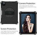 360 Degree Rotation Honeycomb Shockproof Silicone PC Protective Tablet Case with Holder & Shoulder Strap & Hand Strap For iPad Pro 11 (2021) / (2020) / (2018)(Black)