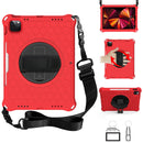360 Degree Rotation Honeycomb Shockproof Silicone PC Protective Tablet Case with Holder & Shoulder Strap & Hand Strap For iPad Pro 11 (2021) / (2020) / (2018)(Red Black)
