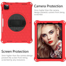 360 Degree Rotation Honeycomb Shockproof Silicone PC Protective Tablet Case with Holder & Shoulder Strap & Hand Strap For iPad Pro 11 (2021) / (2020) / (2018)(Red Black)