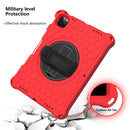 360 Degree Rotation Honeycomb Shockproof Silicone PC Protective Tablet Case with Holder & Shoulder Strap & Hand Strap For iPad Pro 11 (2021) / (2020) / (2018)(Red Black)