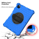 360 Degree Rotation Honeycomb Shockproof Silicone PC Protective Tablet Case with Holder & Shoulder Strap & Hand Strap For iPad Pro 11 (2021) / (2020) / (2018)(Blue Black)