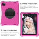 360 Degree Rotation Honeycomb Shockproof Silicone PC Protective Tablet Case with Holder & Shoulder Strap & Hand Strap For iPad Pro 11 (2021) / (2020) / (2018)(Rose Red Black)